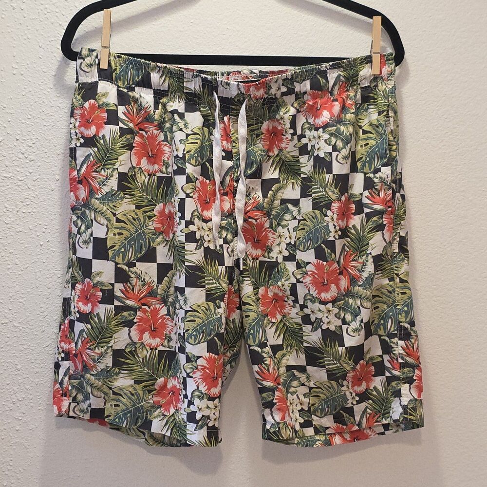 Carbon Swim Trunks - Mens XL - Floral Tropical Board Shorts - Summer Beach Wear